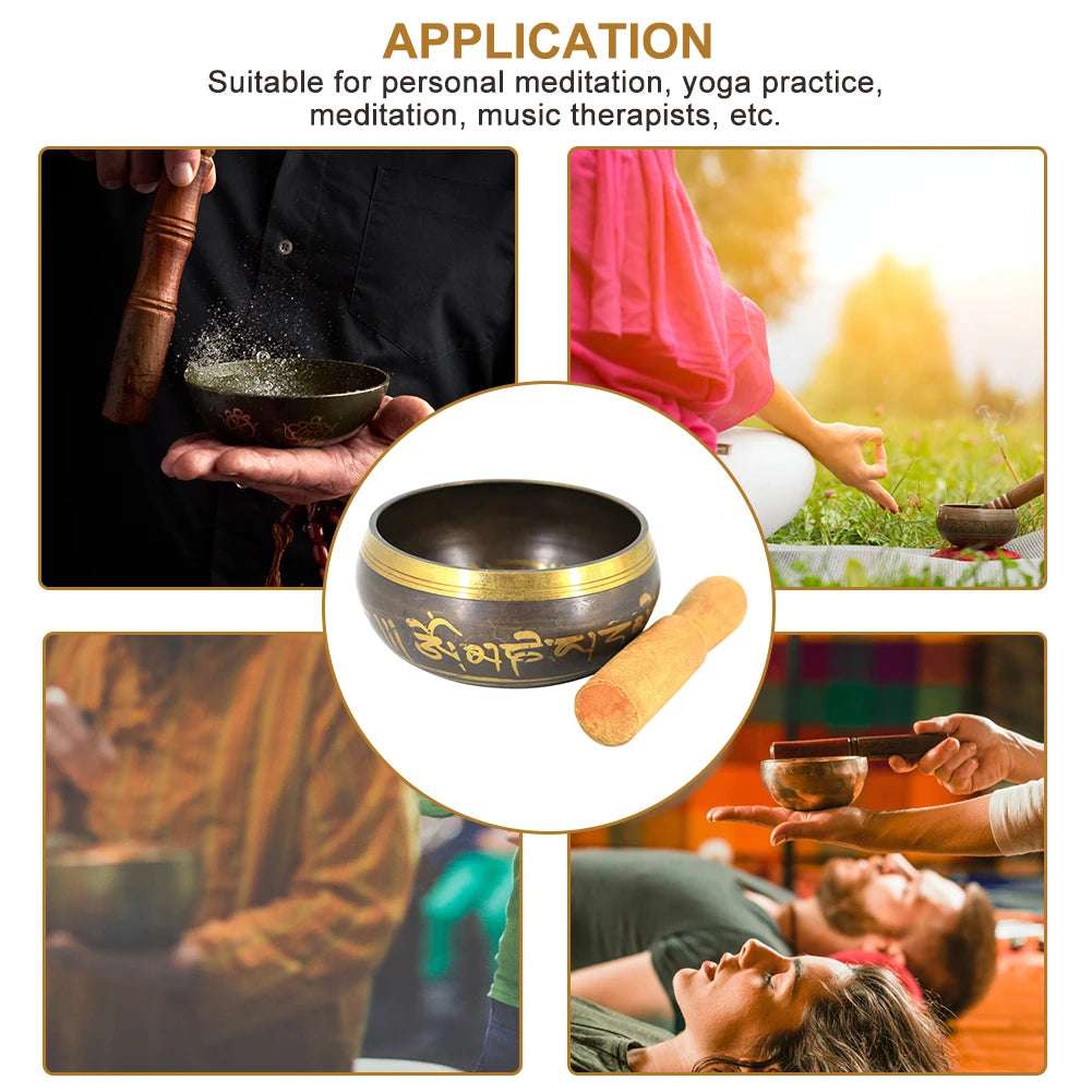 Buddha Sound Bowl Tibetan Bell Yoga Meditation Bowl Metal Singing Bowl Striker Chanting Bowl Brass Chime Handicraft Music