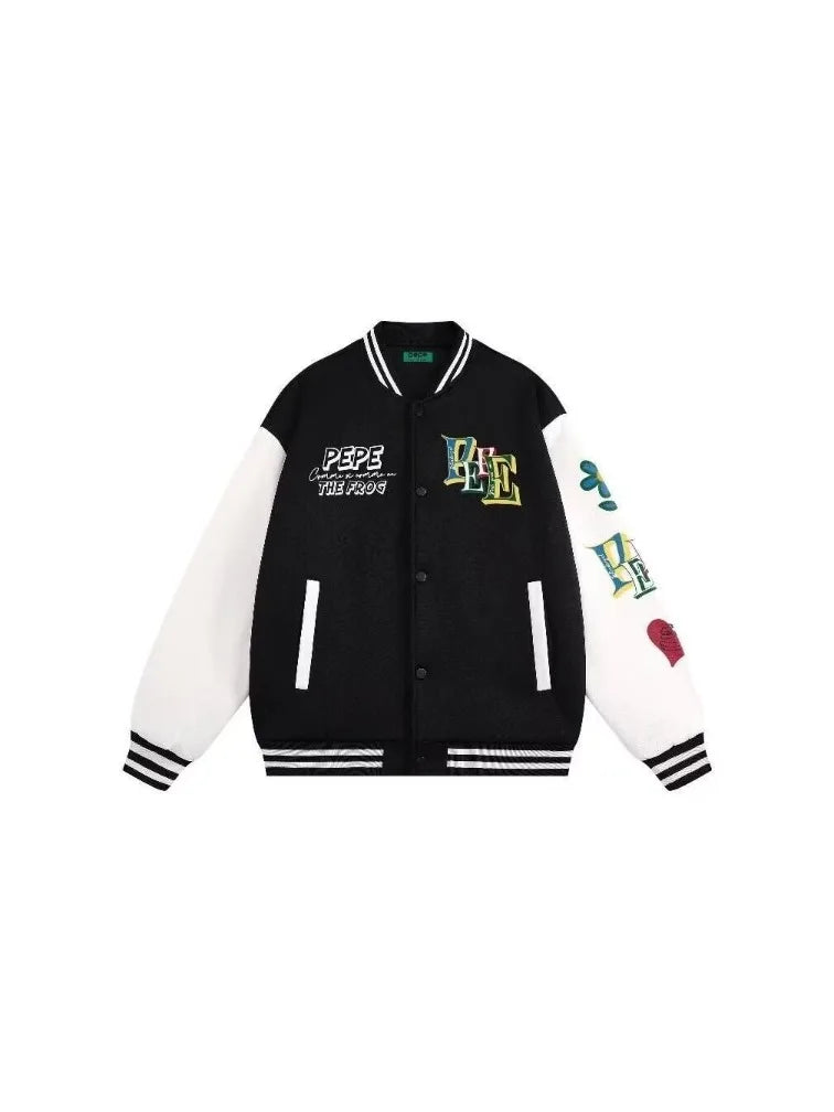 New Men Trendy Baseball Jacket Casual Loose Fit High School Student Hi