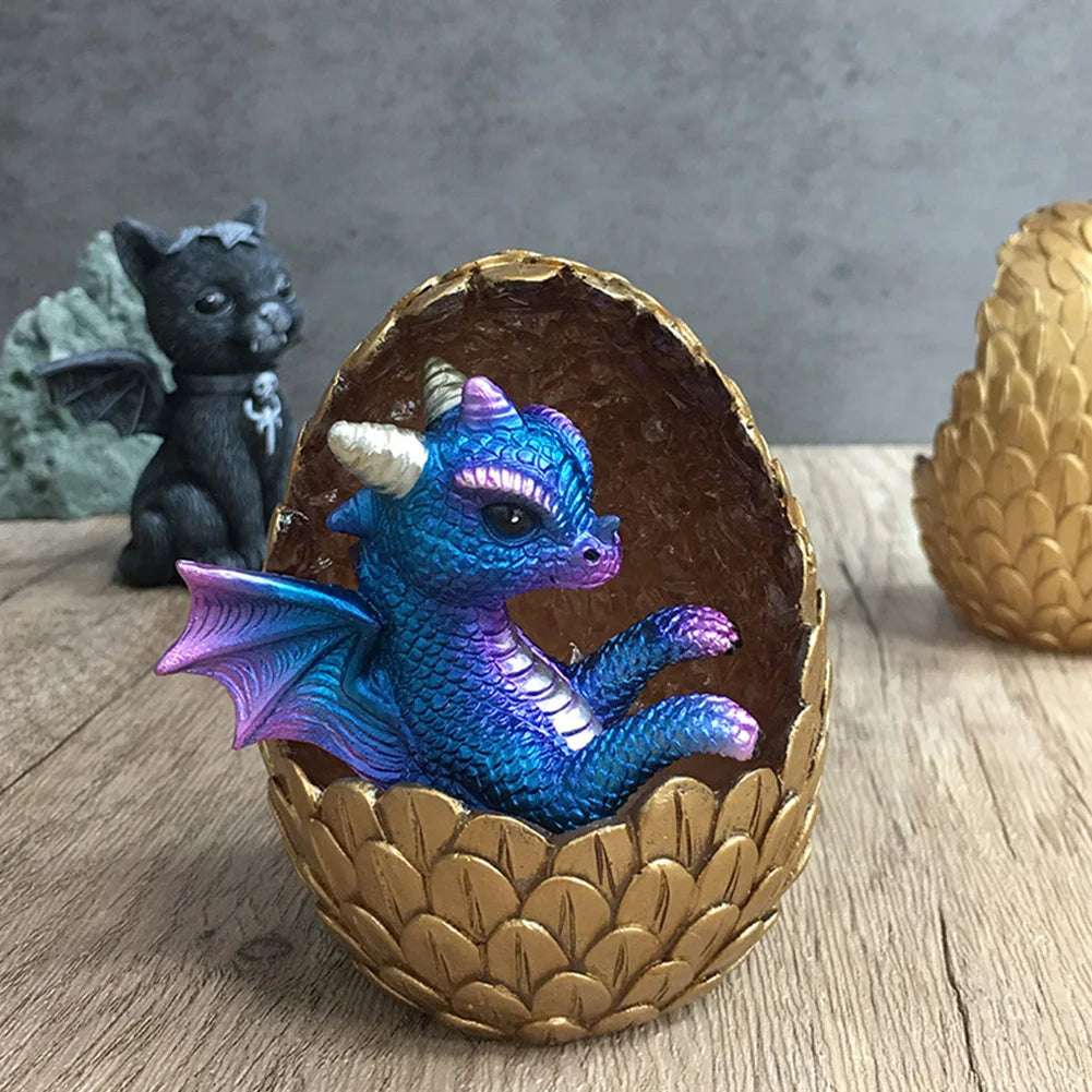 Glowing Dinosaur Egg Tabletop Ornament Luminous Dragon Egg Resin Statue Lava Dragon Egg Sculpture Kids Collection Gift