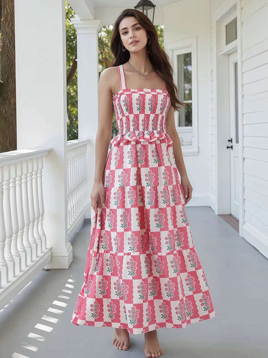 Lace V-Neck Maxi Dress Sleeveless A-Line Evening Gown with Floral Embroidery for Wedding Party or Prom