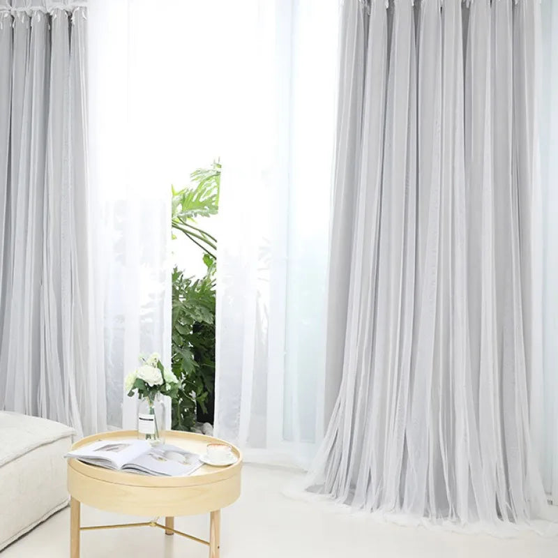 Indoor/Outdoor Mosquito Netting Curtain 63 in. x 84 in. Gray (2 Panel)