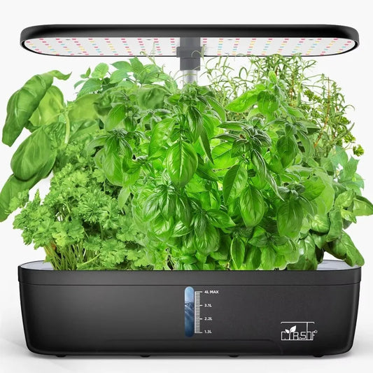 CYBSDF Indoor Garden Hydroponics Growing System 12 Pods, Indoor Herb Garden with LED Grow Light,Adjustable Height Up to 10.8inch