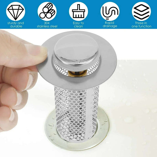 2Pcs Stainless Steel Floor Drain Filter Easy to Use Sink Drain Strainer Filter Multifunctional Sink Drain Strainer Pop Up Bounce