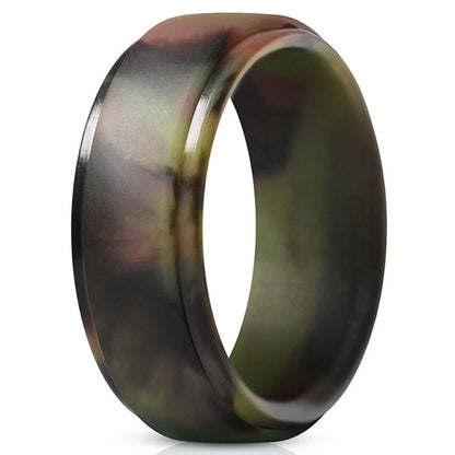Stylish, Breathable & Durable Silicone Mens Military Green Camo For Sports Lovers Ring
