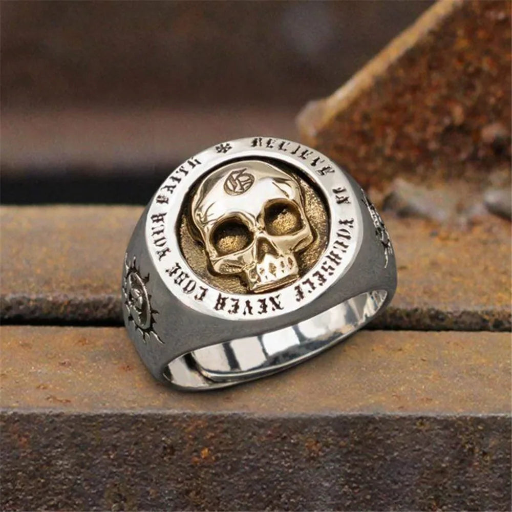 Classic Minimalist Vintage Skull Punk Rock Hip Hop Trend Men's Ring Boys Birthday Street Niche Party Birthday GiftBanquetJewelry