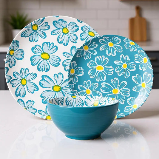 12-Piece Stoneware Dinnerware Set: Service For 4 With Plates And Bowls