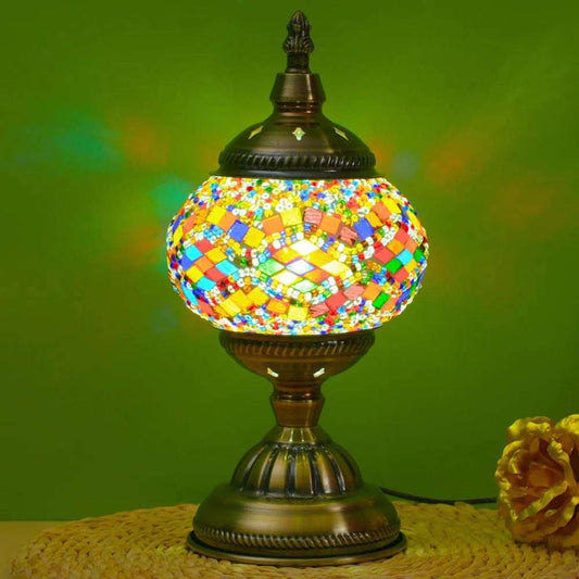 Turkish Table Lamp, Stained Glass Mosaic Night Light, Vintage Desk Decor for Bedroom, Living Room