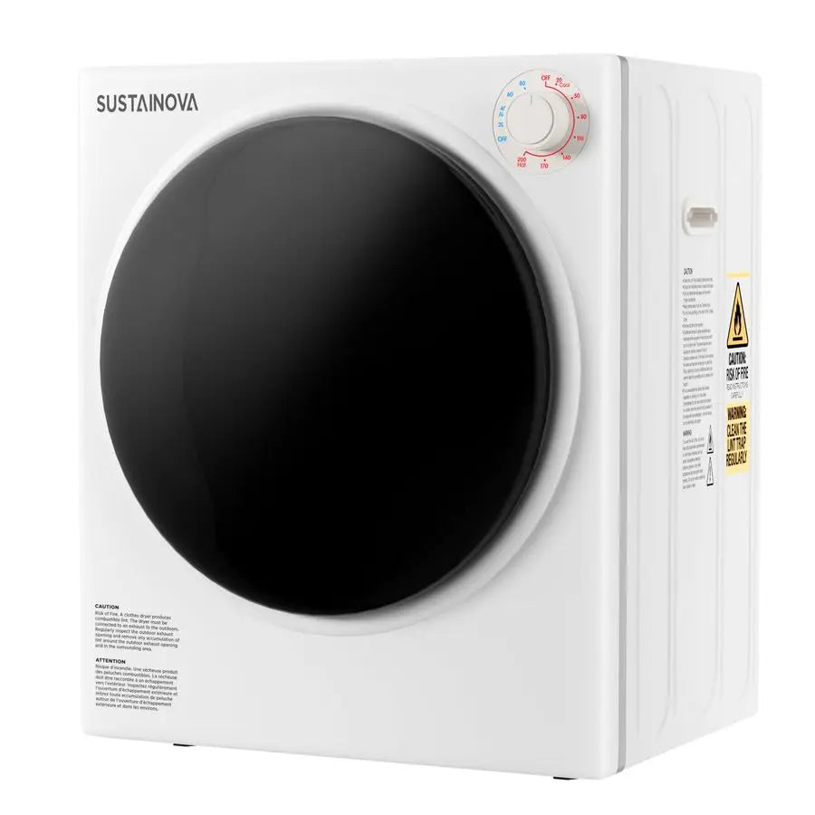 Compact Laundry Dryer, 2.6 Cu Ft Front Load Stainless Steel Clothes Dryers With Exhaust Pipe, 1400W, Control Panel Fourfunction