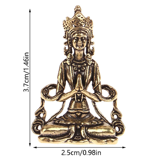 1Pc Retro Mini Copper Meditate Zen Buddhism Household Buddha Ornament