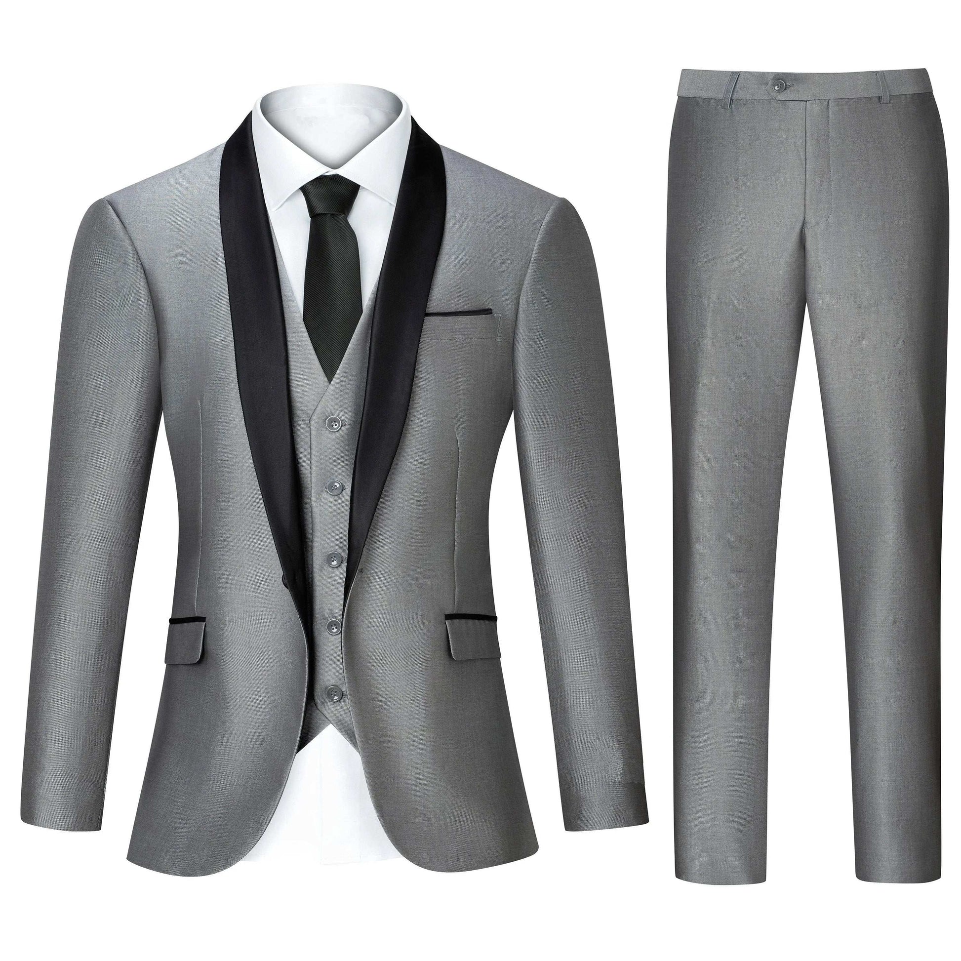 New Men 3 Pieces Suit Formal Business NotLapel Slim Fit Tuxedos  Man Blazer For Wedding(Blazer+Vest+Pants)