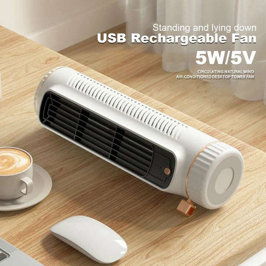 5W Tower Fan USB Charging Portable Air Conditioner Electric Vertical Fan Bladeless Summer Fan for Home Bedroom