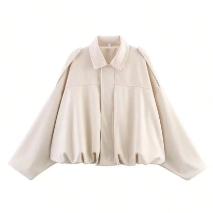 Women'S Brown Green Suede Jacket Loose Casual Bomber Coat Lapel Zipper Long Sleeve Jackets Vintage Lady Motorcycle Outwears