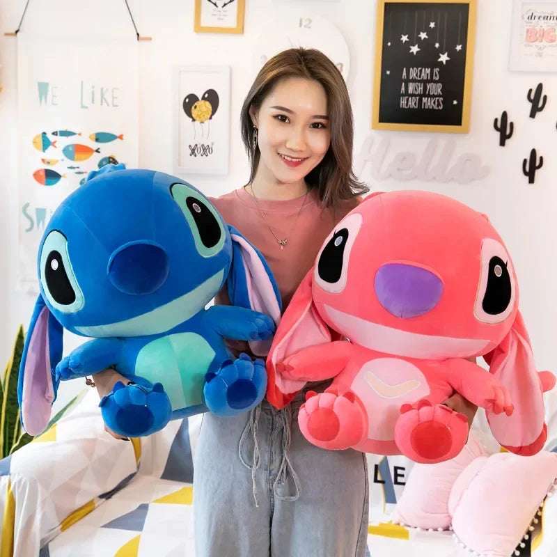 60Cm  Disney Lilo & Stitch Couple Models Cartoon Stuffed Plush Anime Plushs Baby Toys Pendant Toy Kawaii Kids Birthday Gift