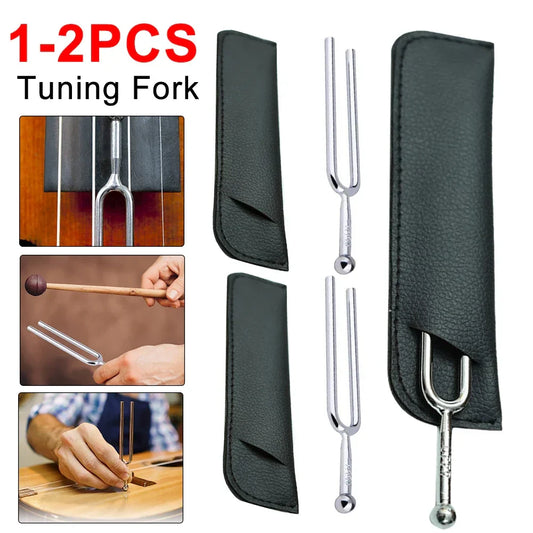 440Hz A Tone Tuning Fork Violin Tuner Hammer Stainless Steel Musical Tuning Fork Lightweight Portable Tuner with Storage Box