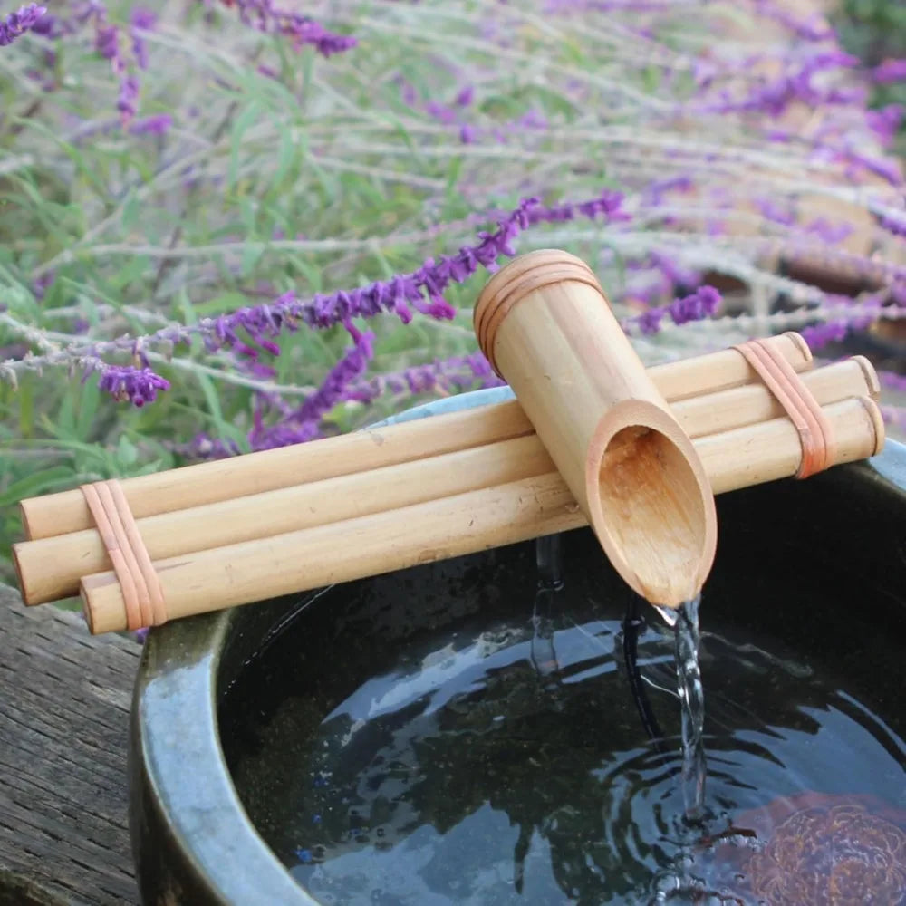 Bamboo Decorative Zen Fountain Kit, Three Arm, Anti Splitting Bamboo, Suitable For Diy Indoor And Outdoor Oasis