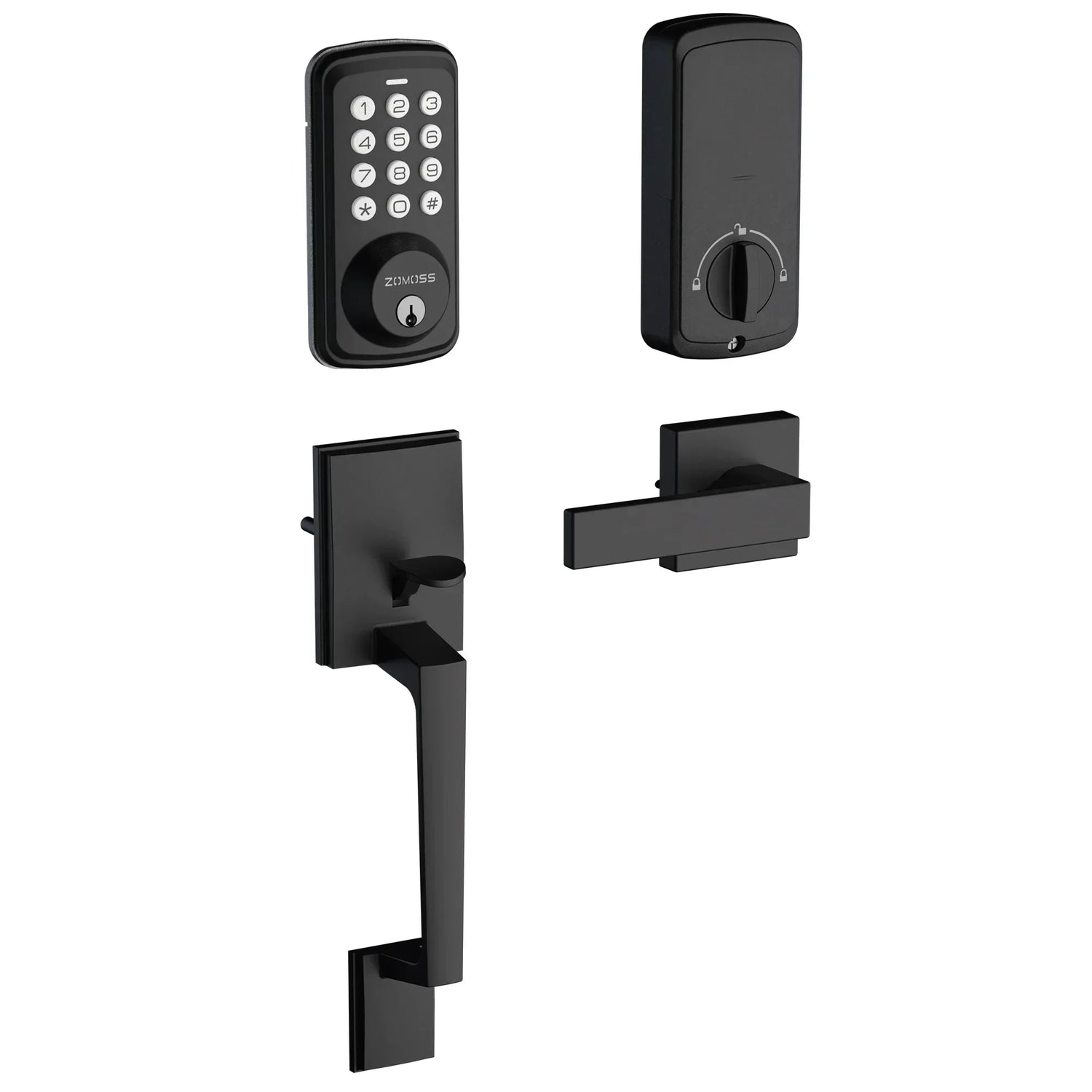 Zomoss Keypad Door Lock - Keyless Entry Door Lock - Front Door Lock Set With Code/Key/2 Door Knobs -Auto Lock Easy To Install