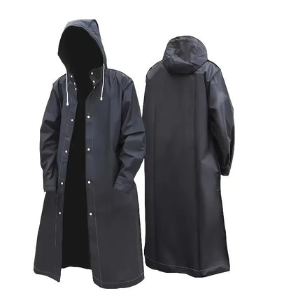 Black Fashion Adult Waterproof Long Raincoat WoMen's Men's Raincoat Ho