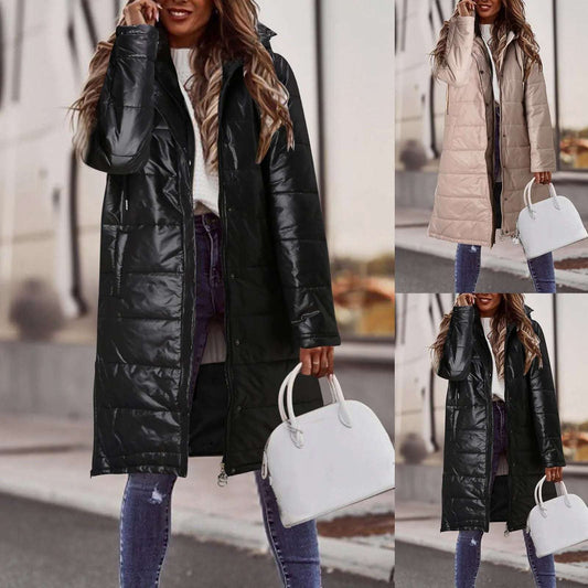 Plus Size Parkas For Women Casual Hood Down Pockets With Coat Long Quilted Women Down Long Sleeve Outdoor Ropa Para Mujer