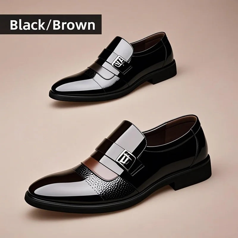 Leather Shoes for Men's Wedding Formal Oxfords Business Casual Office Work Shoes for Men's Classic Pointy Men's Dress Shoes