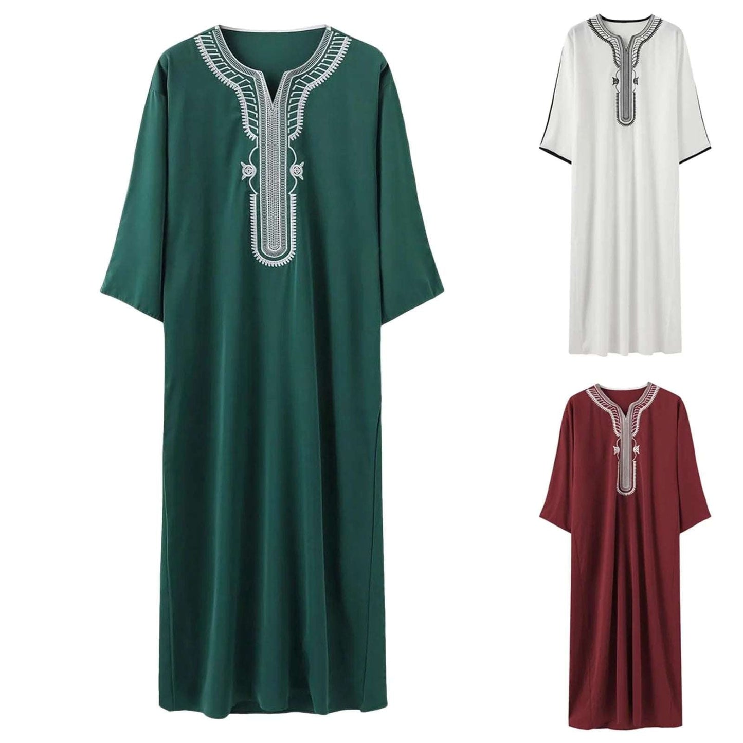 Men'S Loose Muslim Robe Men'S Islamic Clothing Saudi Arabia Pakistan Kurta Muslim Costumes Traditional Abaya Shirt Kaftan Thobe