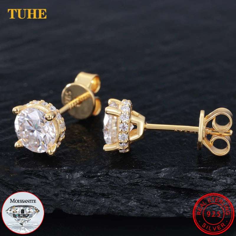 GRA Certified Moissanite Stud Earrings for Woman Man 100% 925 Sterling Silver Earrings Sparkling Wedding Party Jewelry Gifts