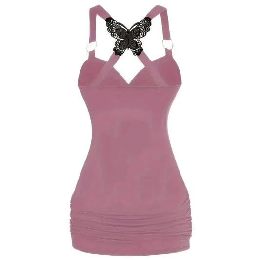 Plus Size Fashion Summer Dresses 2024 Drawstring Butterfly Lace Stitching Jacket Vest Tie-Dyed Wide-Leg Pants Two-Piece Suit