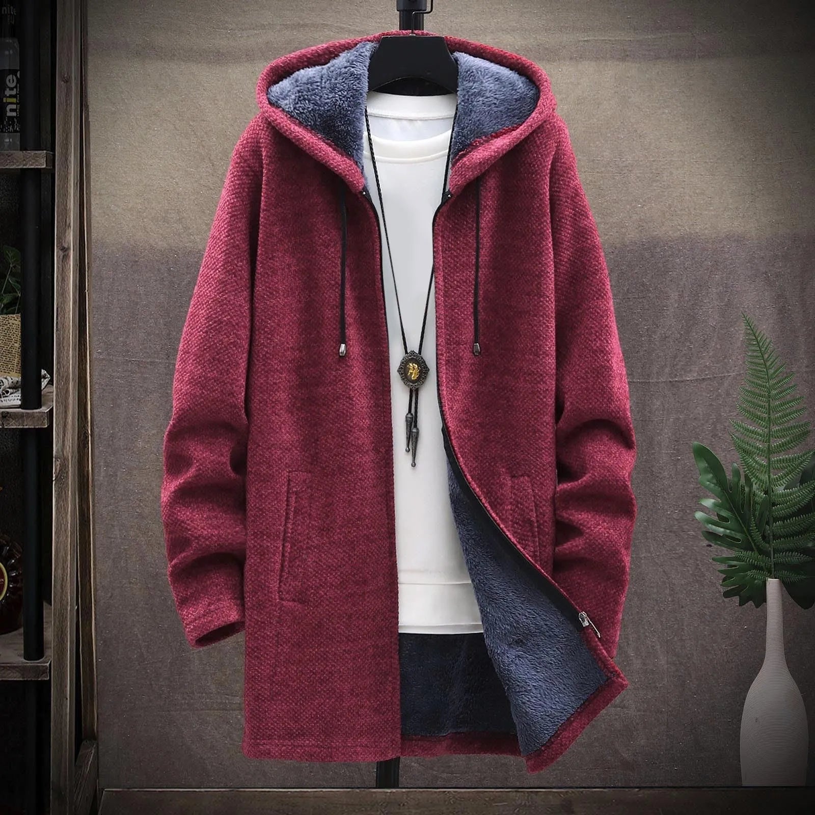 Men'S Coat Fall/Winter Sweater Jacket Casual Knitted Cardigan Fleece L