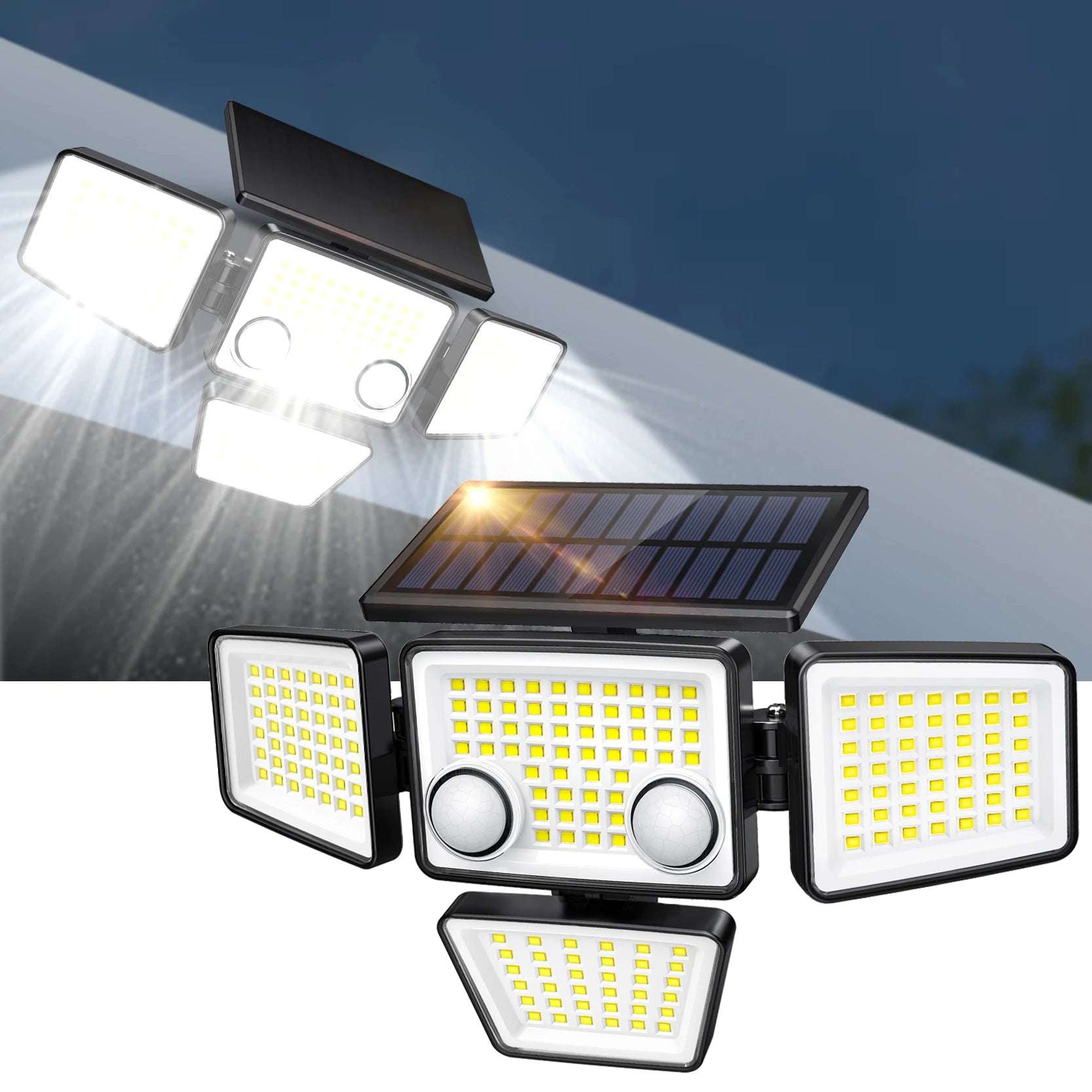 Solar Outdoor Lights - 3000Lm 188 Led Motion Sensor Lights Solar Flood Security Lights For Backyard Yard Patio