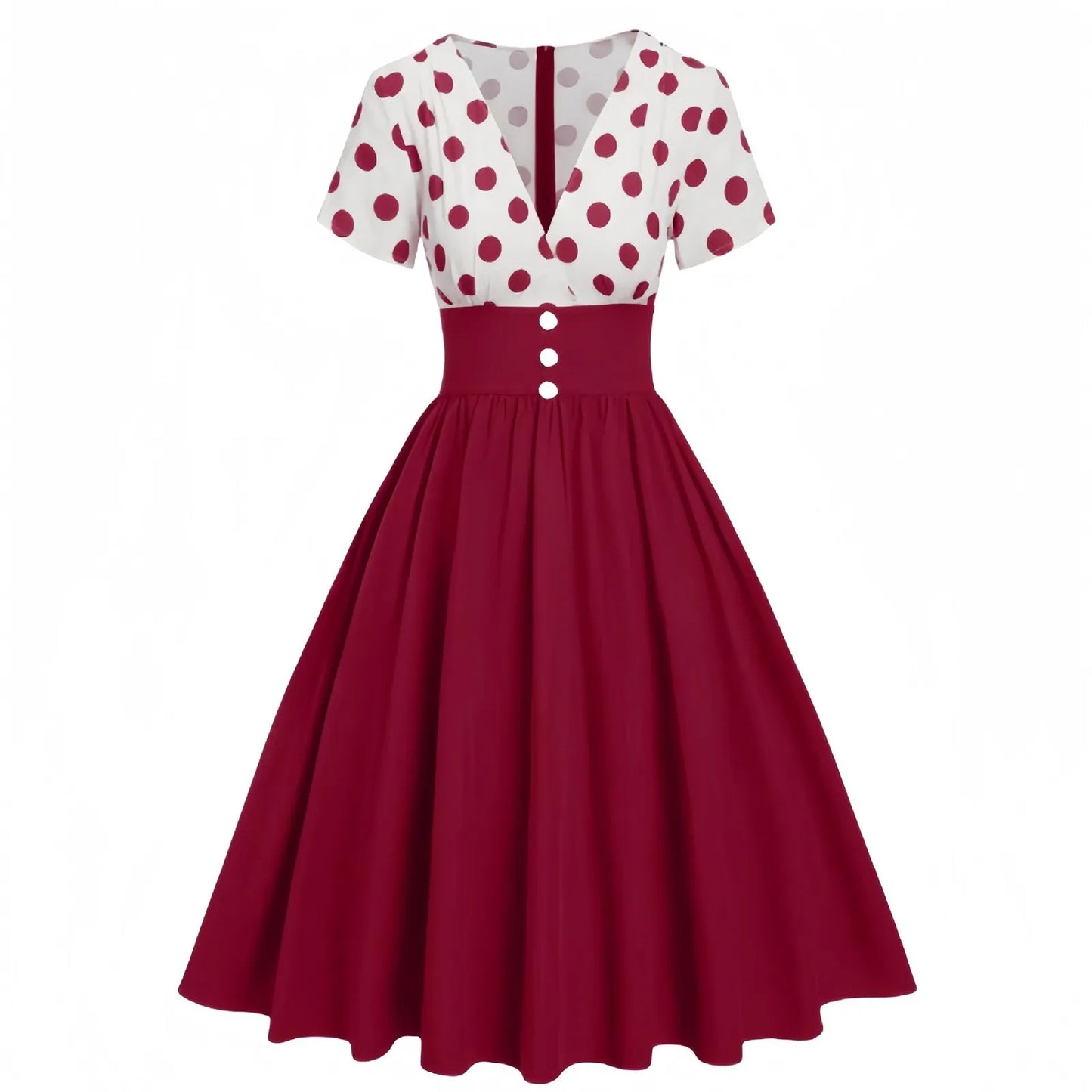 50S 60S Retro Women Black White Polka Dot Hepburn Vintage Dress Plus S