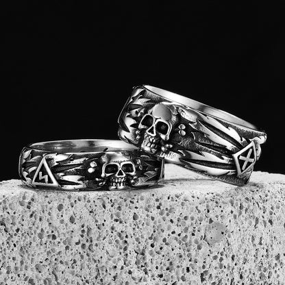 Wwii German Eagle Skull Ring Œ Gothic Stainless Steel Retro Domineering Punk Rock Men'S Jewelry