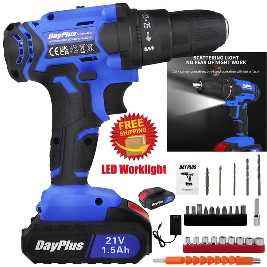 21V Cordless Power Drill Set - 25+1 Torque Settings with Battery & Charger