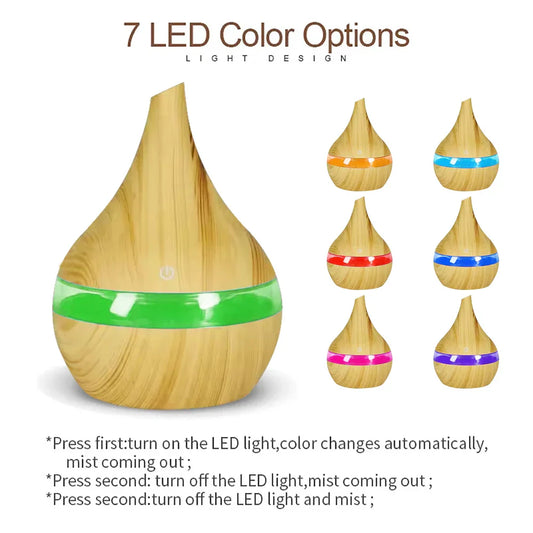 7 Color LED Lights Diffuser 300ml USB Smart Touch Humidifier Auto Shut-Off & Quiet Operation Aroma Diffuser for Home/Yoga