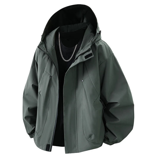 Autumn Men's Jacket Hooded Windbreakers  Windproof Outdoors Casual Jackets Black Bomber Camping Loose Thin Coat Plus Size 8xl