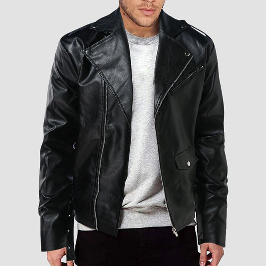 Pu Leather  Jacket Men's' Autumn Winter Outwear Lapel Pu Leather Jacket Motorcycle Male Coats For Male Slim-Fit