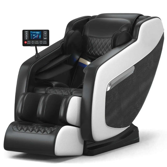 2024 Full Body Massage Chair with Airbags Zero-Gravity, Heat Therapy, and Smart Bluetooth black white