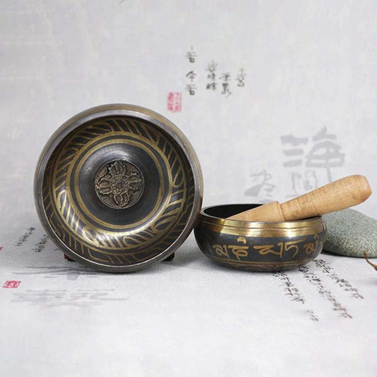 Chanting Bowl Copper Buddhist Sound Therapy Bowl Religion Carft Tibetan Singing Bowl Set for Mindfulness/Yoga/Meditation/Healing