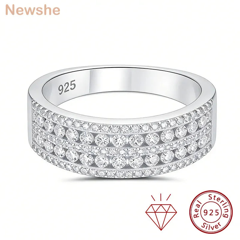 Newshe Certified Moissanite Rings Wedding Band For Women 925 Sterling