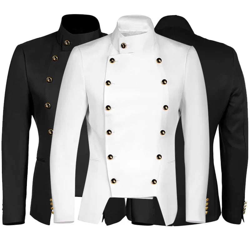 Men's Medieval Fashion Double-breasted Suit Punk Slim Halloween Party Wedding Cosplay Clothing Leisure Stage Men's Jacket Suit