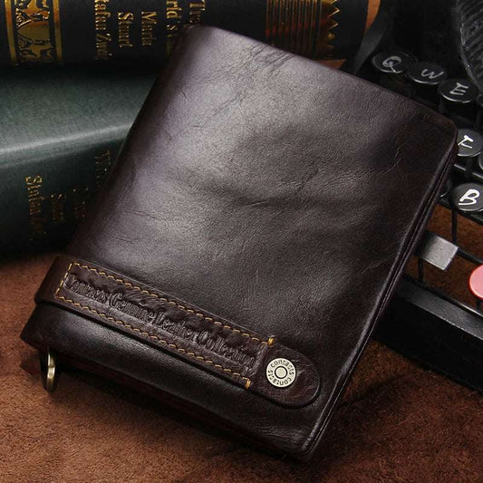 CONTACT'S 100% Genuine Leather RFID Men Wallet Zipper Retro Coin Purse Male Bif Card Her Wallet