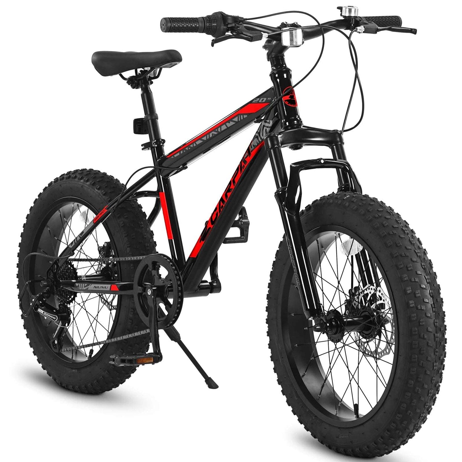 Ecarpat 20 " Kids' Bike, 4-" Wide Fat Tire Snow Mountain Bike, 7 Speed for Boys Girls Children Kids' Bicycles, Steel Frame