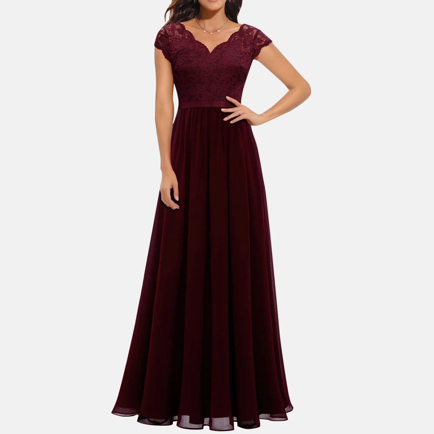 Elegant White Evening Party Dress WoMen's A Line Floral Lace Short Sle