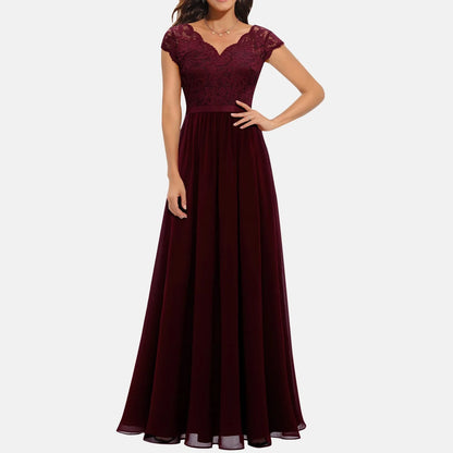 Elegant White Evening Party Dress WoMen's A Line Floral Lace Short Sle