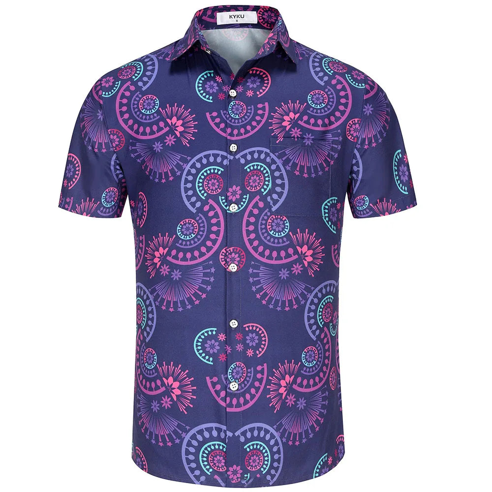 KYKU United States Shirt for Men's Funny Beach Shirts Hawaiian Button Down Short Sleeve