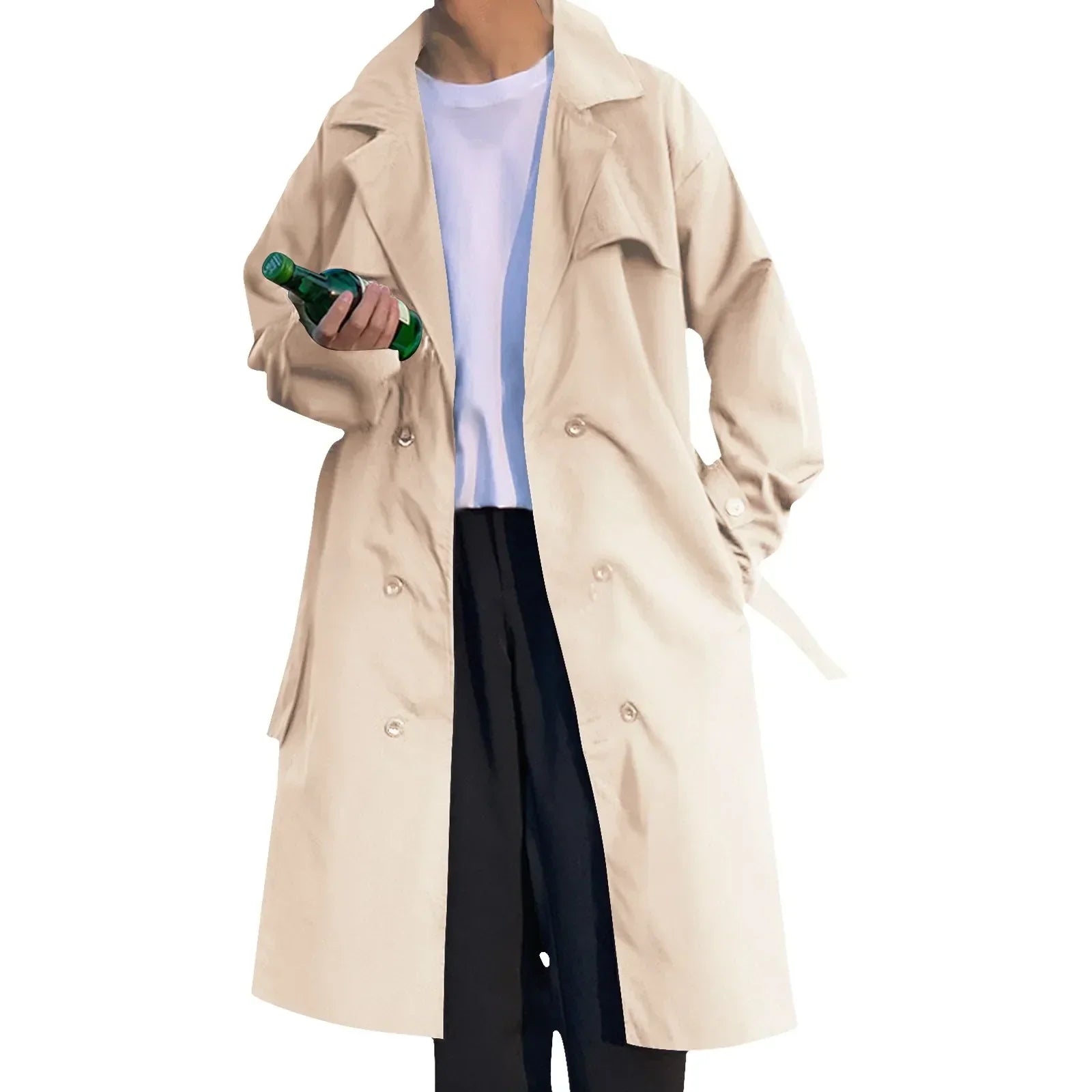 Long Man Trench Coat Autumn High End Business British Party Windbreaker Jacket Trend Versatile Suit Collar Male Top Streetwear