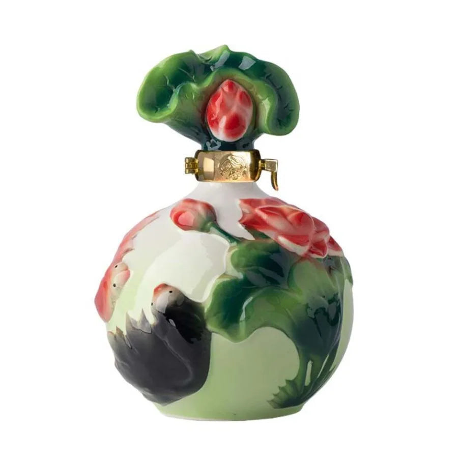 17Oz Enamelled Ceramic Wine Jars Koi Carp Lotus Flower White Wine Empty Bottle Wine Jug Chinese Style Wine Vase Flask Flagon