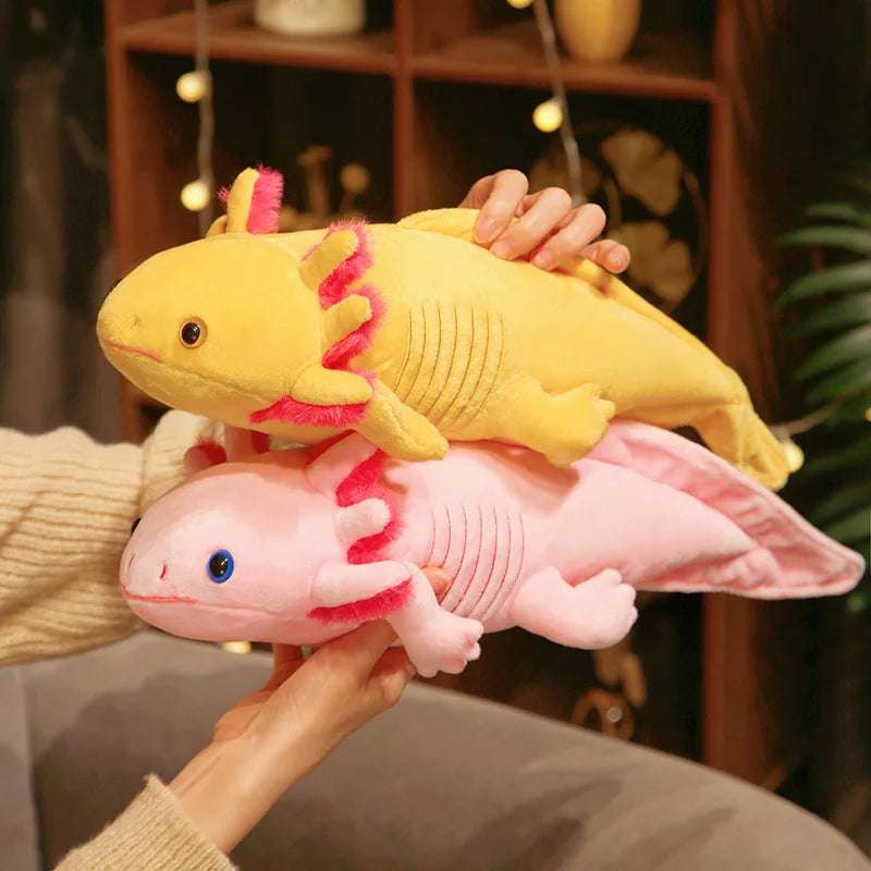 23-80cm Kawaii Colorful Newt Plush Toy Stuffed  Axolotl Salamander Fuzzy Plush Fish Appeasing Long Pillow Cushion Kids Gift