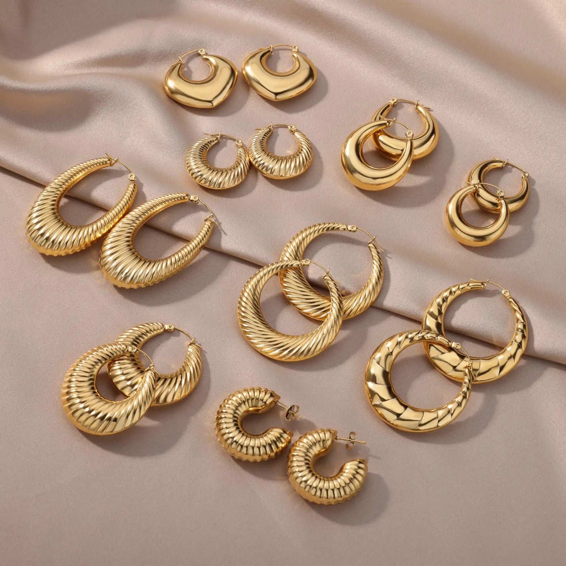 Chunky Hoop Earrings for Women G Color Stainless Steel Earrings 2024 Trend Luxury Classic Female Wedding Jewelry aretes mujer
