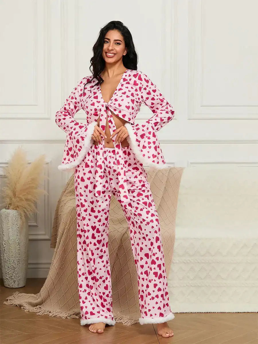 Women 2 Piece Lounge Set Short Sleeve Round Neck Floral Print Crop Top and Shorts Pajama Set Casual Sleepwear Outfit