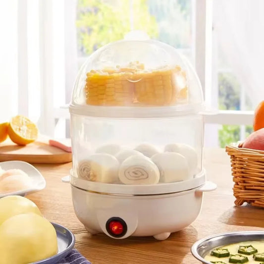Multifunctional Egg Cooker Electric Egg Cooker Double-Layer Corn Syrup Instant Breakfast Boiled Egg Steamer Kitchen Appliances