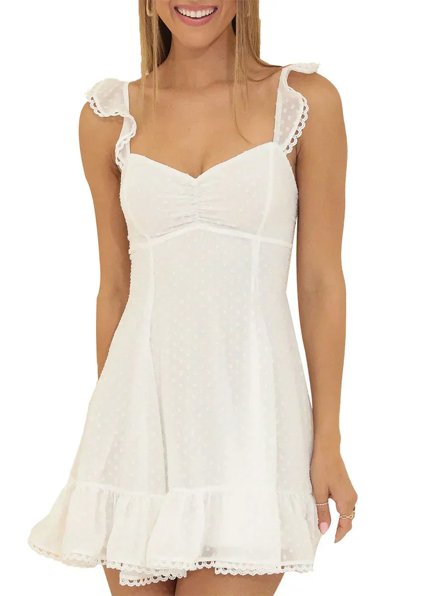 WoMen's Floral Print Ruffle Sleeve V-Neck Maxi Dress with Belt for Wedding Vacation